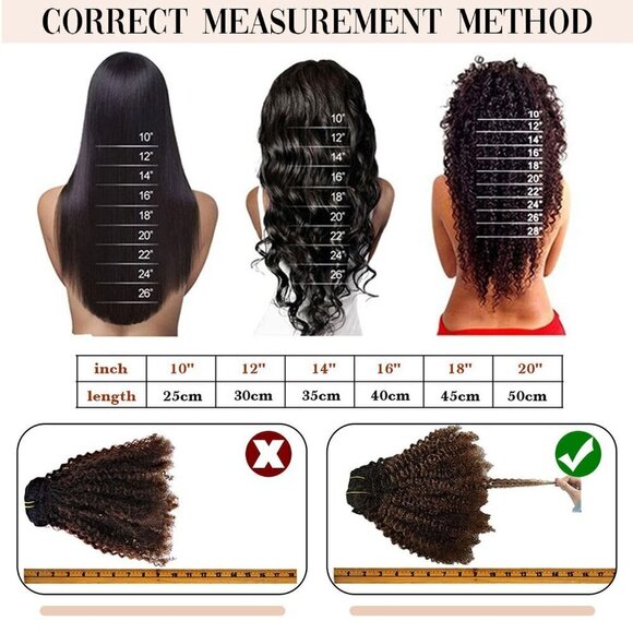 Hair Extensions Clip in Afro Kinky Curly 10 Inch Remy Human Hair Black
